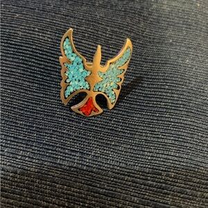 Turquoise and Red Inlay Ring